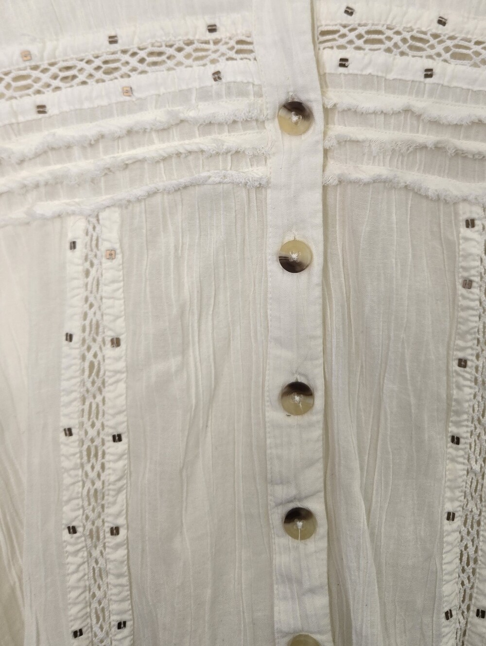 ✨ Free People Cream Boho Lace Detail Button Front Blouse ✨ - Picture 6 of 6